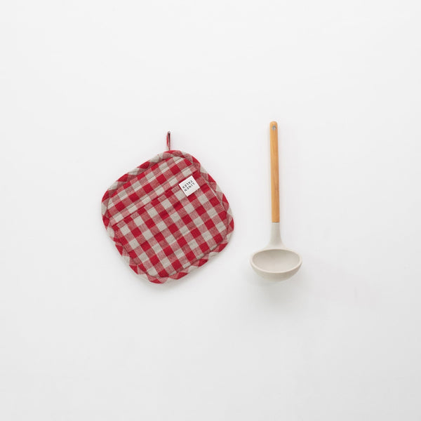linen tales Red Gingham Linen Potholder