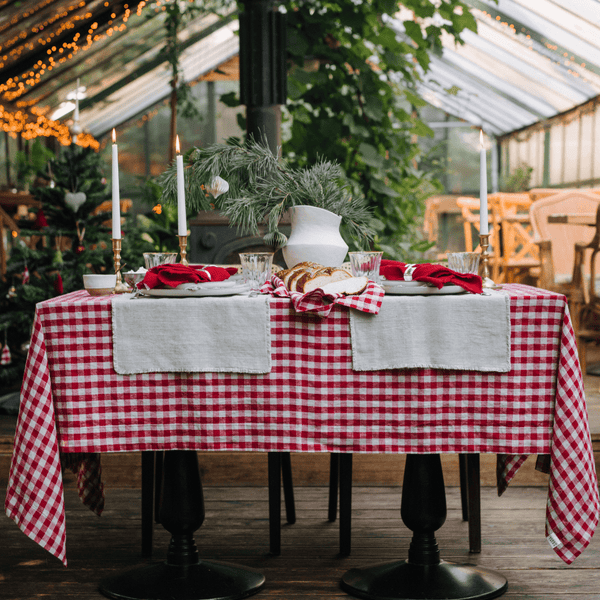 Linen Tales Red Gingham Linen Tablecloth