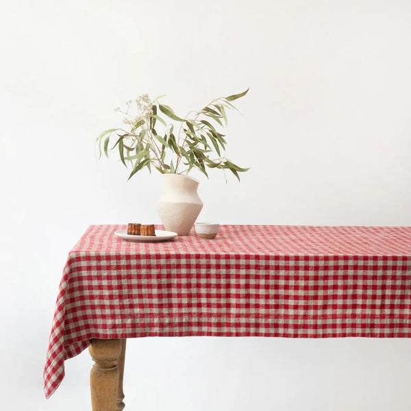 linen tales Red Gingham Linen Tablecloth