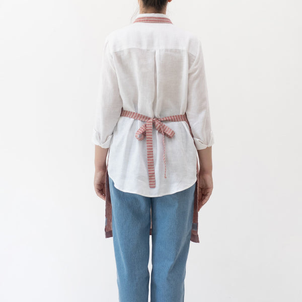 Linen Tales Red Natural Stripes Linen Daily Apron