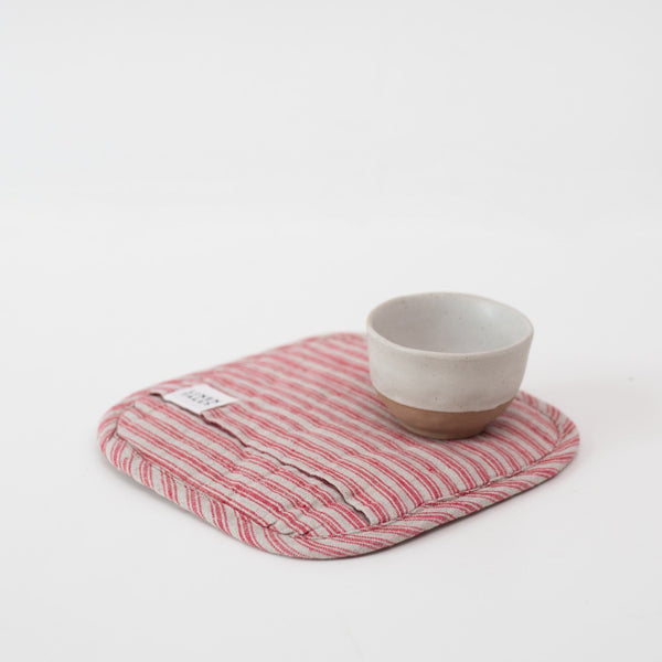 Linen Tales Red Natural Stripes Linen Potholder