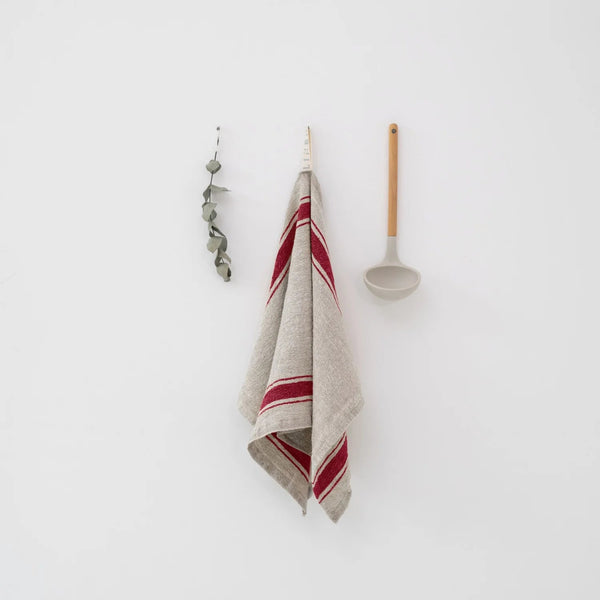 Linen Tales Red Stripe Vintage Linen Kitchen Towel