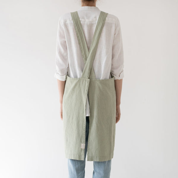 Linen Tales Sage Linen Crossback Apron