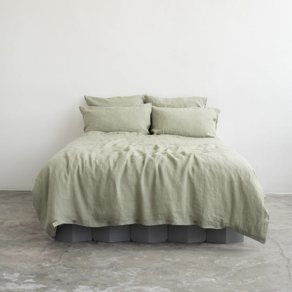 linen tales Sage Linen Duvet Cover Set