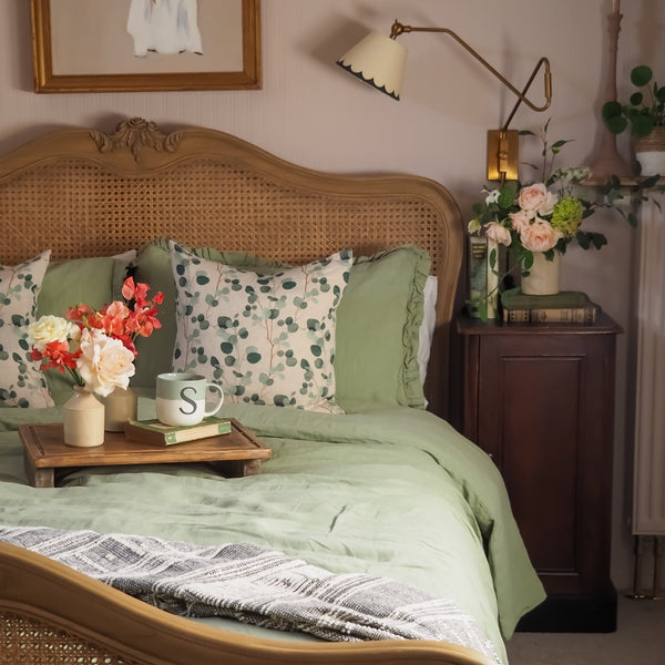 Linen Tales Sage Linen Pillowcase With Frills