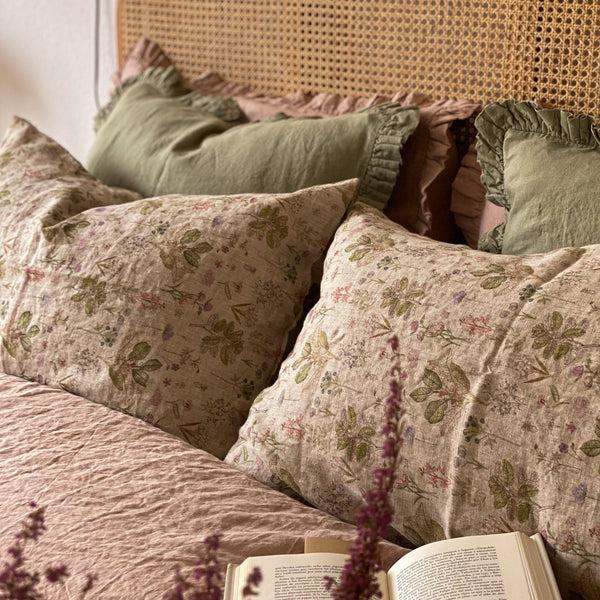 Linen Tales Sage Linen Pillowcase With Frills