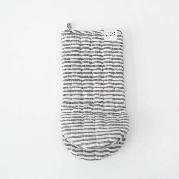 linen tales Thin Black Stripes Linen Oven Mitt