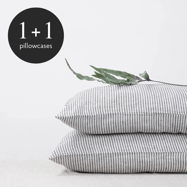 linen tales Thin Black Stripes Linen Pillowcase
