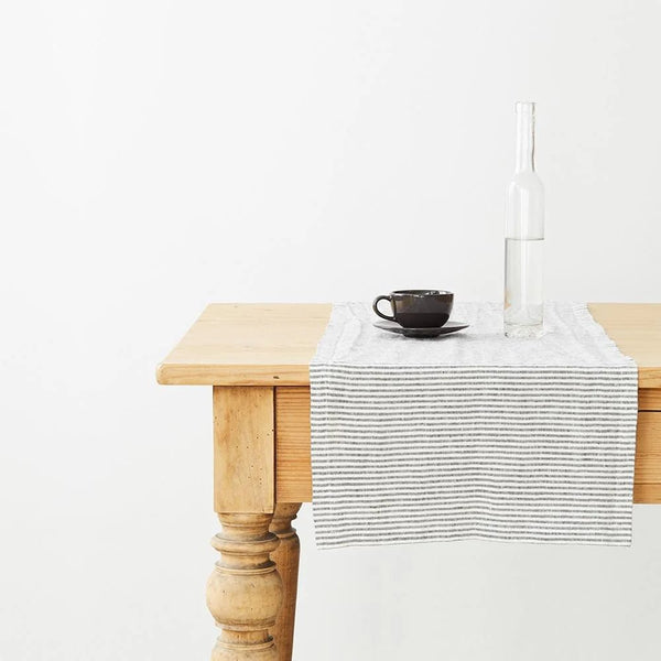 linen tales Thin Black Stripes Linen Table Runner