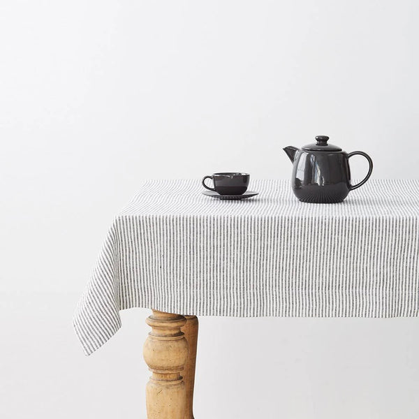 linen tales Thin Black Stripes Linen Tablecloth