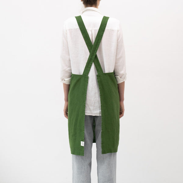 Linen Tales True Green Crossback Apron
