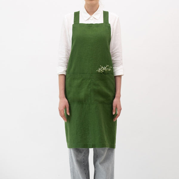 Linen Tales True Green Crossback Apron