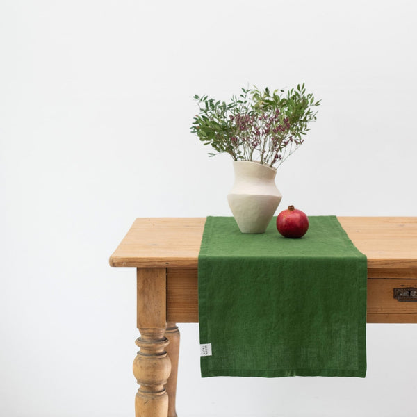linen tales True Green Linen Table Runner