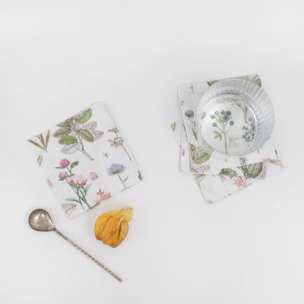 linen tales White Botany Linen Coasters Set of 4
