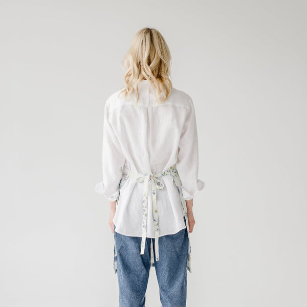 Linen Tales White Flowers Linen Daily Apron