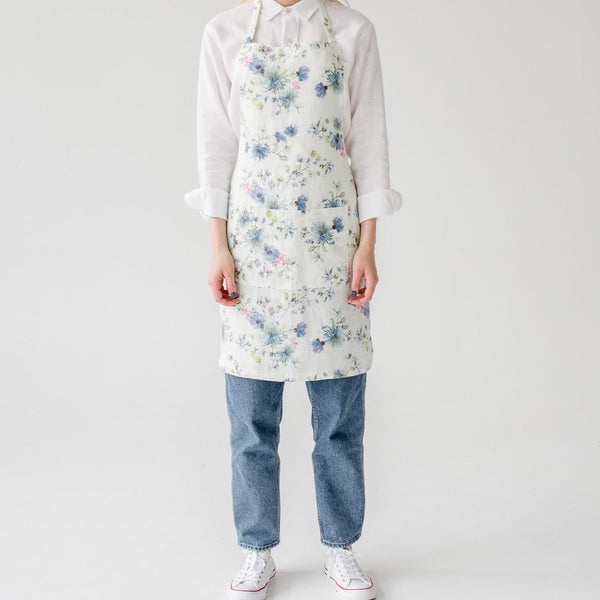 linen tales White Flowers Linen Daily Apron