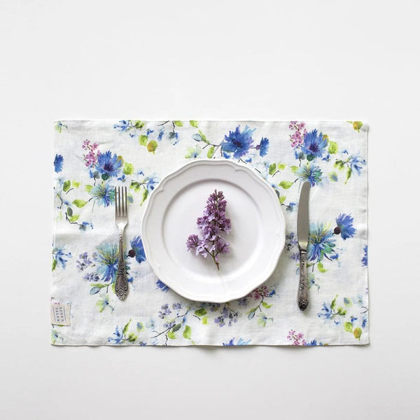 linen tales White Flowers Linen Placemat