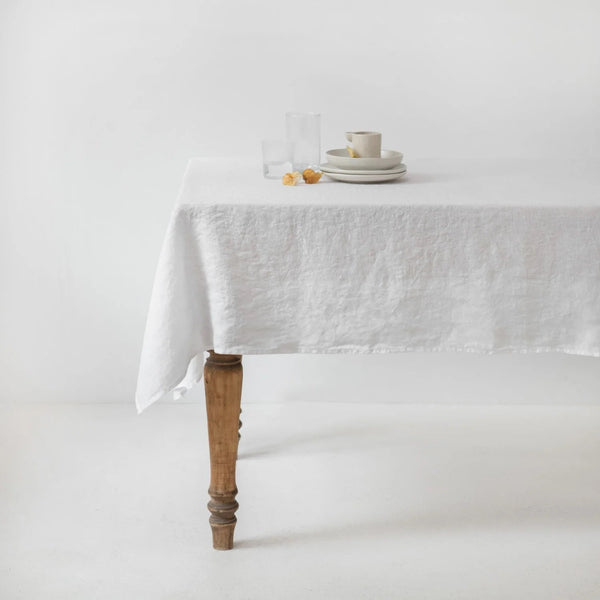 Linen Tales White Lightweight Linen Tablecloth