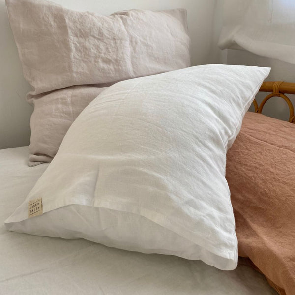 Linen Tales White Linen Pillowcase
