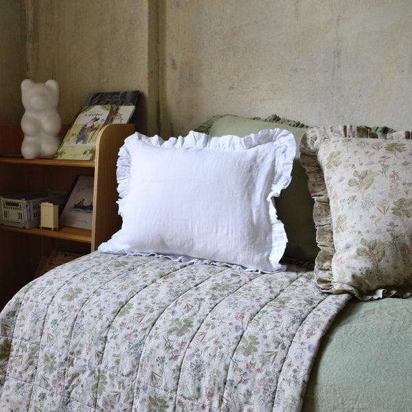 Linen Tales White Linen Pillowcase With Frills