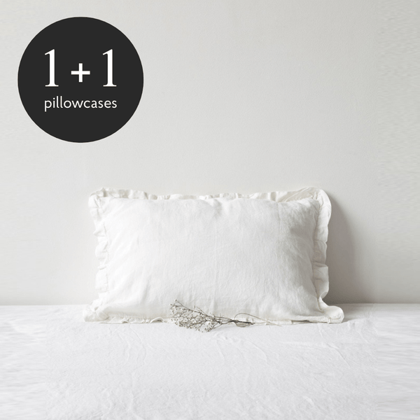 linen tales White Linen Pillowcase with Frills
