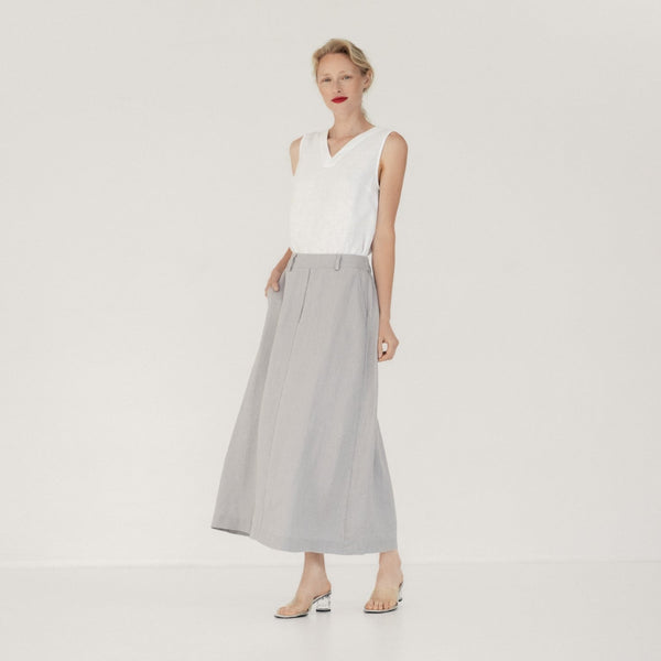 linen tales Wind Grey Linen Gardenia Skirt