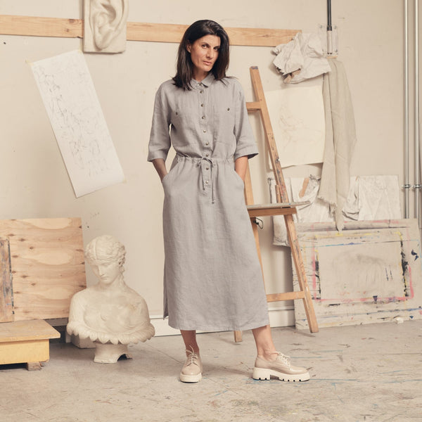 Linen Tales Wind Grey Linen Linden Dress