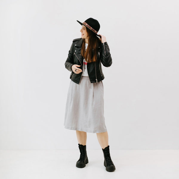 Linen Tales Wind Grey Linen Tulip Skirt