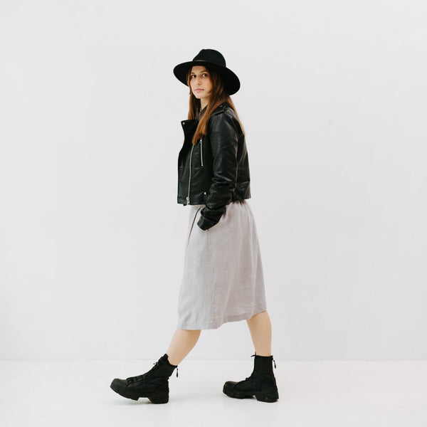 Linen Tales Wind Grey Linen Tulip Skirt