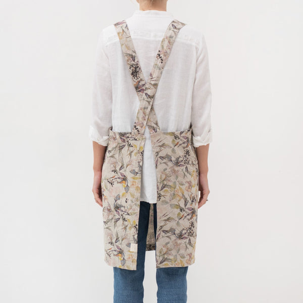 Linen Tales Meadow On Natural Linen Crossback Apron