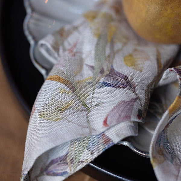 Linen Tales Meadow On Natural Linen Napkins Set Of 2