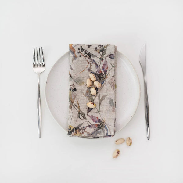 linen tales Meadow on Natural Linen Napkins Set of 2