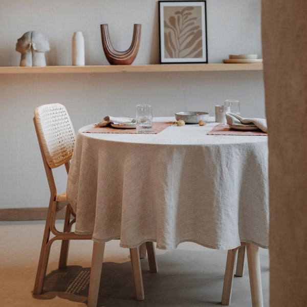 Linen Tales Melange Lightweight Linen Round Tablecloth