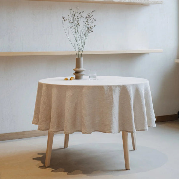 linen tales Melange Lightweight Linen Round Tablecloth