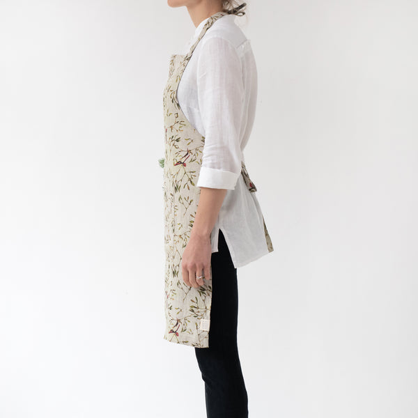 Linen Tales Mistletoe On Light Natural Linen Daily Apron