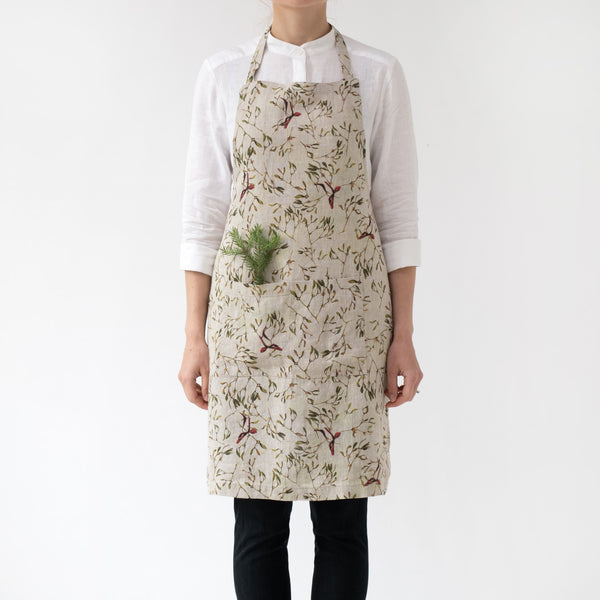 linen tales Mistletoe on Light Natural Linen Daily Apron