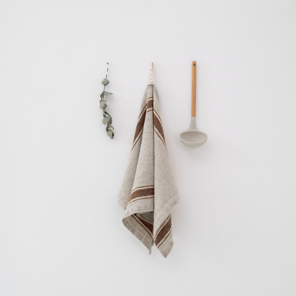 linen tales Mocca Stripe Vintage Linen Kitchen Towel