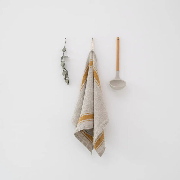 linen tales Mustard Stripe Vintage Linen Kitchen Towel