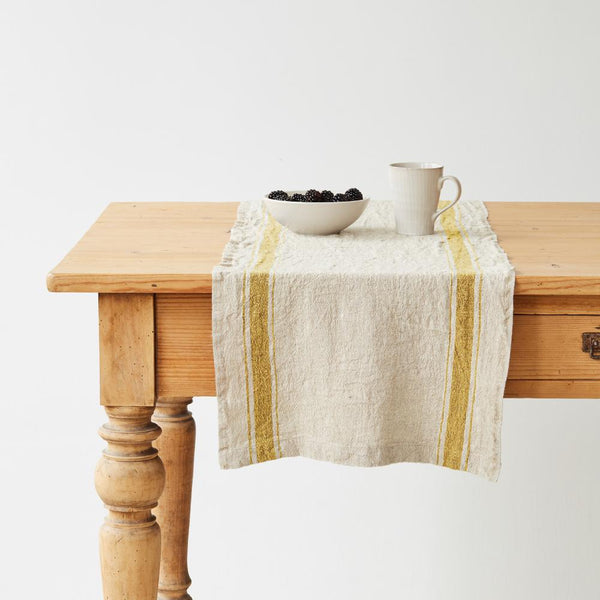 linen tales Mustard Stripe Vintage Linen Table Runner
