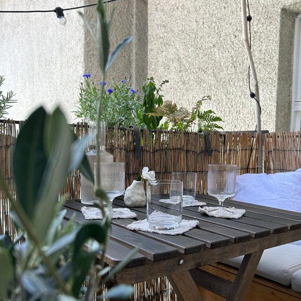 Linen Tales Natural Linen Coasters With Fringes Set Of 4