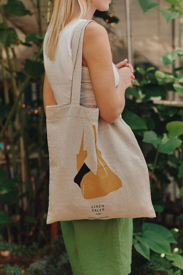 Linen Tales Natural Linen & Cotton Tote Bag With Bag Print