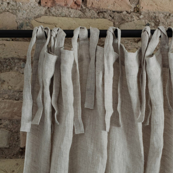 Linen Tales Natural Linen Daytime Tie Top Curtain Set Of 2
