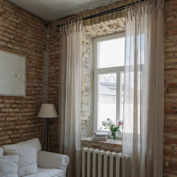 Linen Tales Natural Linen Daytime Tie Top Curtain Set Of 2