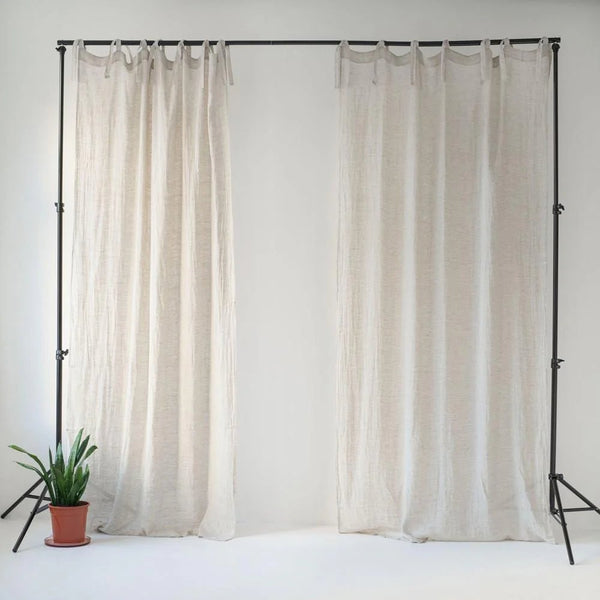 linen tales Natural Linen Daytime Tie Top Curtain Set of 2