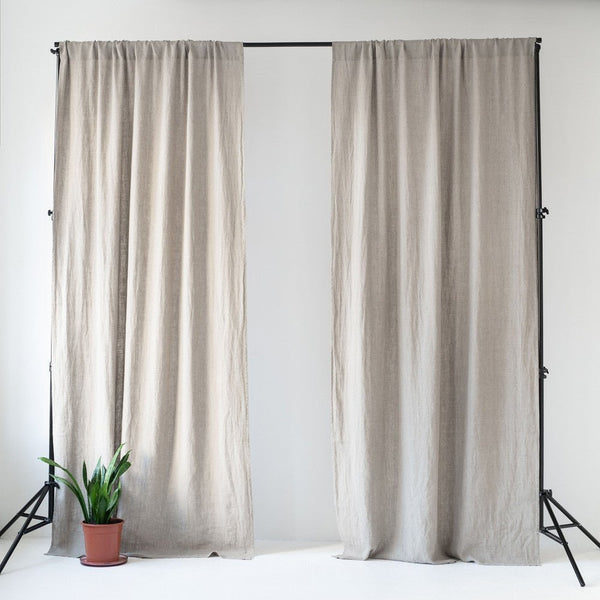 linen tales Natural Linen Night Time Rod Pocket Curtain Set of 2