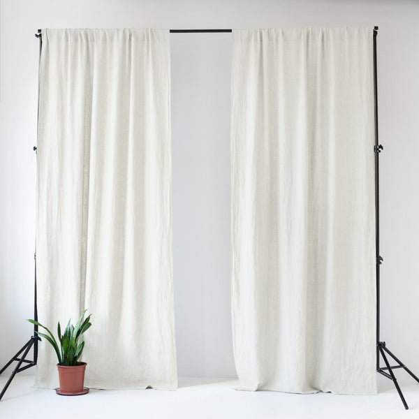 linen tales Off-White Linen Night Time Rod Pocket Curtain Set of 2