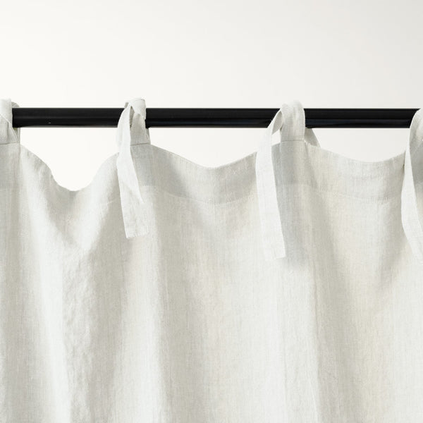 Linen Tales Off-White Linen Night Time Tie Top Curtain Set Of 2