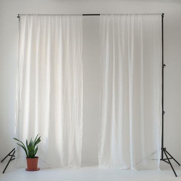 linen tales Optical White Linen Daytime Rod Pocket Curtain Set of 2