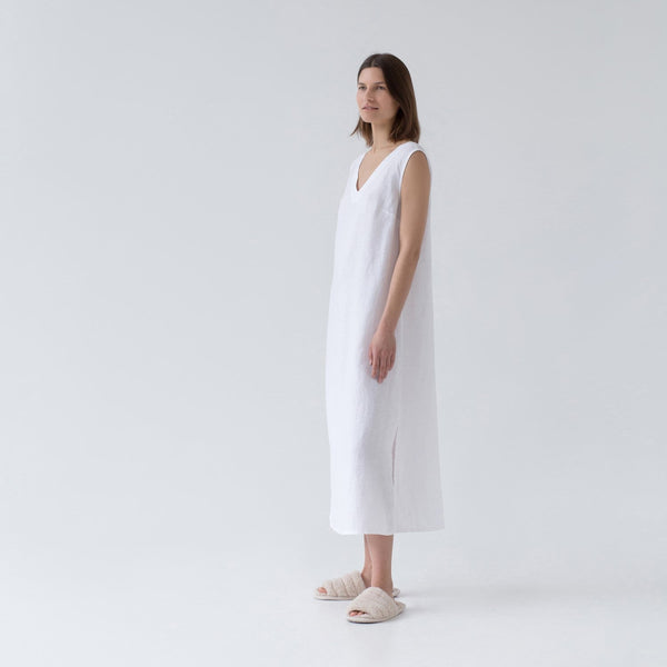 Linen Tales Optical White Linen Nasturtium Nightdress