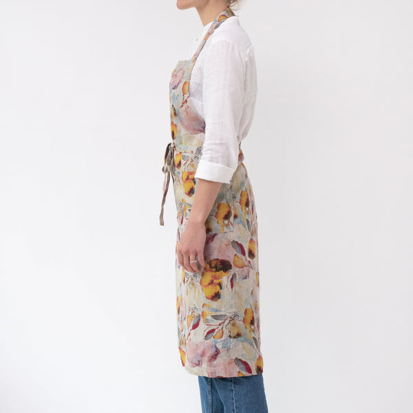 Linen Tales Orange Flow On Natural Linen Chef Apron